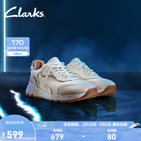 Clarks 其乐 跃动系列男士休闲跑鞋潮流运动复古鞋时尚舒适跑步鞋 白色261675217 43