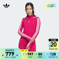 adidas针织运动高领长袖连衣裙女装春季adidas阿迪达斯JI7057 洋红/白 A/2XS