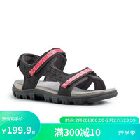 迪卡侬（DECATHLON）女式郊野徒步凉鞋-旅游鞋夏季黑灰色-女40-4548543