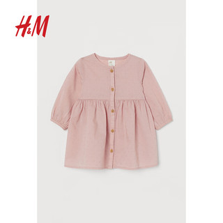 H&M 童装女婴幼童宝宝连衣裙冬季可爱长袖喇叭裙0936598 浅粉红 90/48