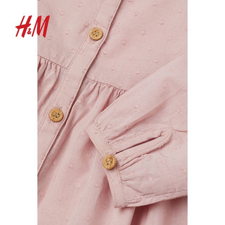 H&M 童装女婴幼童宝宝连衣裙冬季可爱长袖喇叭裙0936598 浅粉红 90/48