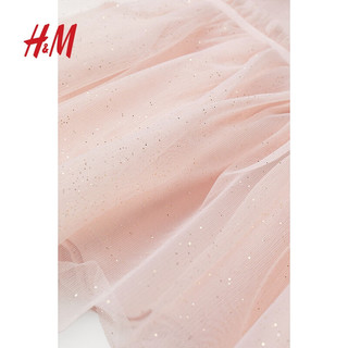 H&M 童装女婴幼童宝宝连衣裙冬季可爱长袖喇叭裙0936598 浅粉红 90/48