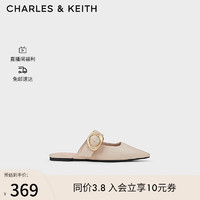 CHARLES&KEITH24春新品CK1-70381024尖头平底金属扣穆勒鞋拖鞋女