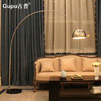 古普（Gupu） 钓鱼落地灯北欧极简轻奢客厅卧室沙发麻将LED遥控立式灯 银特大号+18W遥控支持天猫精灵