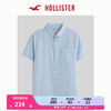 HOLLISTER24春夏新款通勤角扣翻领纯色短袖衬衫 男 KI325-4024 浅蓝色 XL
