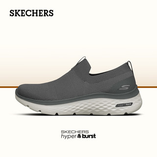 SKECHERS 斯凯奇 男鞋秋季一脚蹬健步鞋轻便舒适透气厚底百搭休闲鞋 炭灰色 43.5