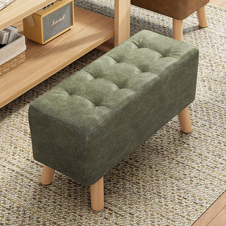立太 实木沙发凳家用现代换鞋凳长条休闲皮凳小凳子木质矮凳客厅板凳 普通款60CM墨绿色