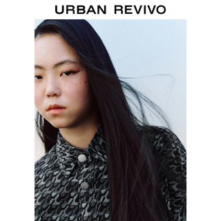 URBAN REVIVO UR2024春季女装时尚复古休闲几何提花牛仔衬衫UWV840007 蓝色 S