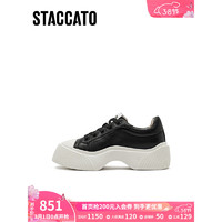 STACCATO 思加图 2024春季饼干鞋小白鞋厚底板鞋运动休闲鞋女鞋S2339AM4 松露黑 35