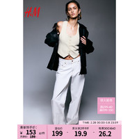 H&M女装2024春季低领口修身版纯色西装马甲1215011 浅米色 170/104A
