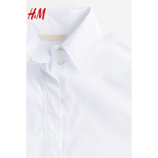 H&M2024春季女装时尚休闲百搭长袖大廓形衬衫1227395 白色 170/116A XL