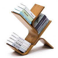 zhuting 竹庭 实木书架落地简易书架置物架书架客厅小书架创意多层书架 茶弯曲三层树形书架