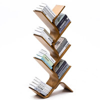 竹庭 实木书架落地简易书架置物架书架客厅小书架创意多层书架 茶弯曲七层树形书架