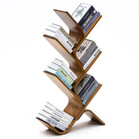 竹庭 实木书架落地简易书架置物架书架客厅小书架创意多层书架 茶弯曲六层树形书架