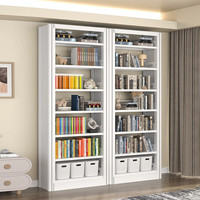 昭简钢制书架书柜落地置物储物架家用图书馆收纳架子 0.9米宽主架【珍珠白】 四层1.5m高