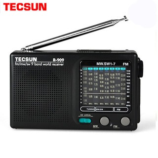 TECSUN 德生 老年人全波段收音机广播半导体 便携式老人半导体迷你909套装 黑色款