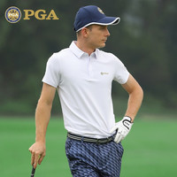 PGA 高尔夫服装男士短袖T恤 时尚运动球衣 高尔夫弹力衣服 PGA 101150-白色 L