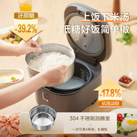 Midea 美的 低糖电饭煲 家用电饭锅多功能4L大容量智能预约 米汤分离健康低糖饭煮饭锅 浅灰色 4L