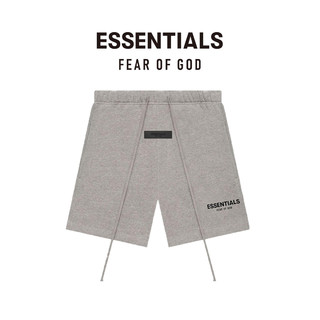 FEAR OF GOD ESSENTIALS 植绒LOGO系列棉质短裤CLASSIC美式高街情侣潮牌经典简约大气时尚 青黑色