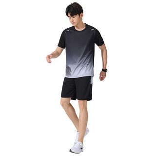 运动冰丝T恤男速干衣短袖跑步套装夏季薄款衣服篮球羽毛球服