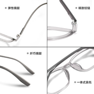 万新镜片非球面防蓝光高度近视配眼镜片运动配眼镜框架 EP-GTR5030-透明灰 配万新多屏防蓝光1.67折射率