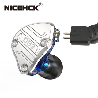 NICEHCK DB3动铁双动圈混合三单元原道耳机2Pin可换线hifi监听圈铁金属杂食低音游戏K歌麦克风FPS DB3蓝色带麦克风