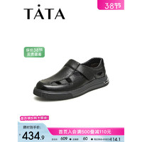 他她（TATA）2024夏时尚休闲圆头厚底男皮鞋QEB01BM4 黑色 41