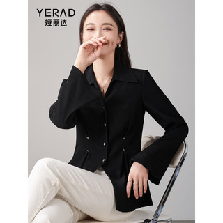 娅丽达（YERAD）设计感小众长袖收腰衬衫女2024春季显瘦通勤别致白衬衣 黑色(A0) L