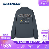 斯凯奇（Skechers）2024春季新年系列男子梭织裥棉外套轻盈保暖舒适上衣 L124M004 炭灰色/000G S