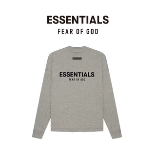 FEAR OF GOD ESSENTIALS植绒背部LOGO系列棉质圆领长袖T恤 美式高街情侣潮牌经典透气内搭