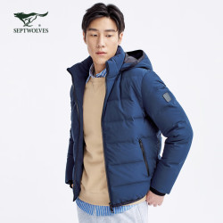 septwolves七匹狼羽绒服男秋冬季连帽外套时尚男士加厚保暖防风衣男装