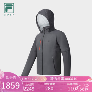 FILA 斐乐男士梭织外套2024春季高尔夫运动基础连帽上衣 纤黑-BK 175/96A/L