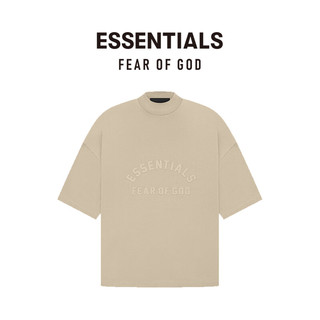 FEAR OF GOD ESSENTIALS 拉丝LOGO系列棉质圆领短袖T恤美式高街潮牌时尚高端透气百搭 沙灰色 XS