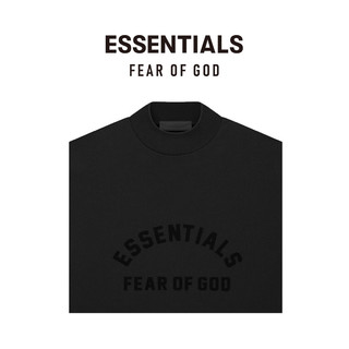 FEAR OF GOD ESSENTIALS 拉丝LOGO系列棉质圆领短袖T恤美式高街潮牌时尚高端透气百搭 玄黑色 S