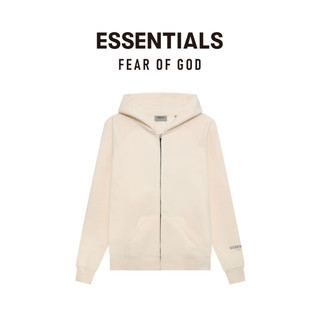 FEAR OF GOD ESSENTIALS胶印背部LOGO系列棉质拉链帽衫美式高街潮牌宽松舒适经典外套 奶油色 XL