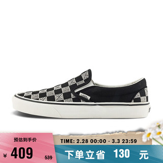 VANS 范斯 Slip-On棋盘格一脚蹬美式复古男鞋女鞋帆布鞋 黑色/灰色 36