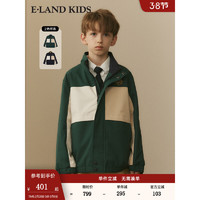 E·LAND KIDS 童装2024年早春男童美式撞色学院风立领夹克 Green绿色/40 160cm