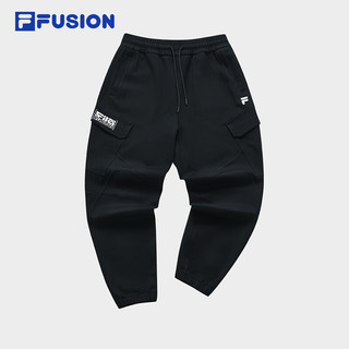 FILA FUSION斐乐潮牌针织长裤男2024春季时尚宽松收口休闲裤 正黑色-BK 165/76A/S