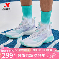 XTEP特步桀骜1-V2篮球鞋男轻便实战运动鞋976119120008 新白色/雪青紫/冰岛蓝 43