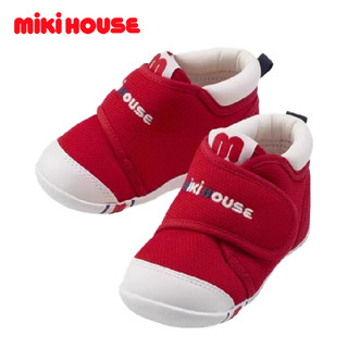 MIKIHOUSE儿童学步帆布鞋透气软底防滑婴儿鞋 一阶段红色13cm