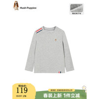 暇步士 童装儿童2024春季经典系列长袖圆领衫简约舒适休闲百搭 花灰 150cm