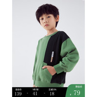 小猪班纳童装儿童卫衣春夏款2024年男童中大童上衣圆领套头上衣 军绿 120cm