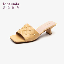 le saunda 莱尔斯丹 春夏新款欧美气质套脚纯色优雅细中跟凉拖2M53301