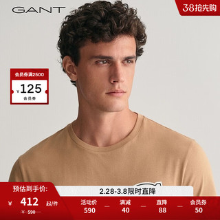 GANT 甘特 2024早春男士休闲圆领短袖T恤2003224 213暖卡其 M