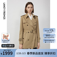 朗姿法式复古流行正肩高级感气质休闲外套2024年春新款收腰风衣女 黑色 L