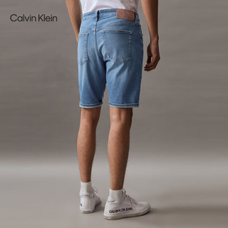 Calvin Klein Jeans24春夏新款男士经典标牌水洗微弹休闲牛仔短裤J325334 1AA-牛仔浅蓝