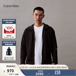 Calvin Klein运动24春夏男士字母胶印拼接连帽户外休闲外套4MS4J419 001-太空黑 M