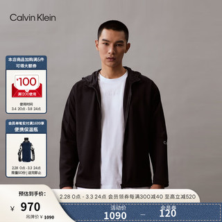 Calvin Klein运动24春夏新款男士字母胶印拼接连帽户外休闲外套4MS4J419 001-太空黑 M