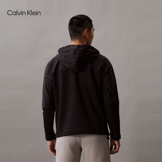 Calvin Klein运动24春夏男士字母胶印拼接连帽户外休闲外套4MS4J419 001-太空黑 M