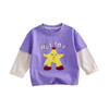 棉花堂 童装儿童针织圆领假两件T2024春季新款卡通长袖小童高级感t 甜紫色 90/52